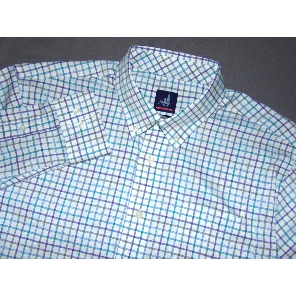 johnnie-O Prep Performance Stretch Long Sleeved Plaid Button Up Shirt Men's MED